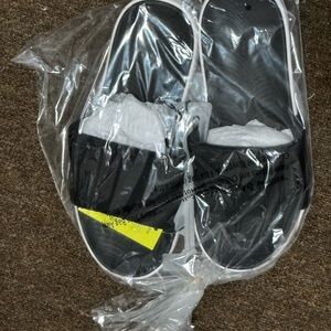 Black and White Slide Sandals